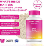 Pink Stork DIM para Mujeres – 60 Cápsulas con 200 mg DIM y Bioperina