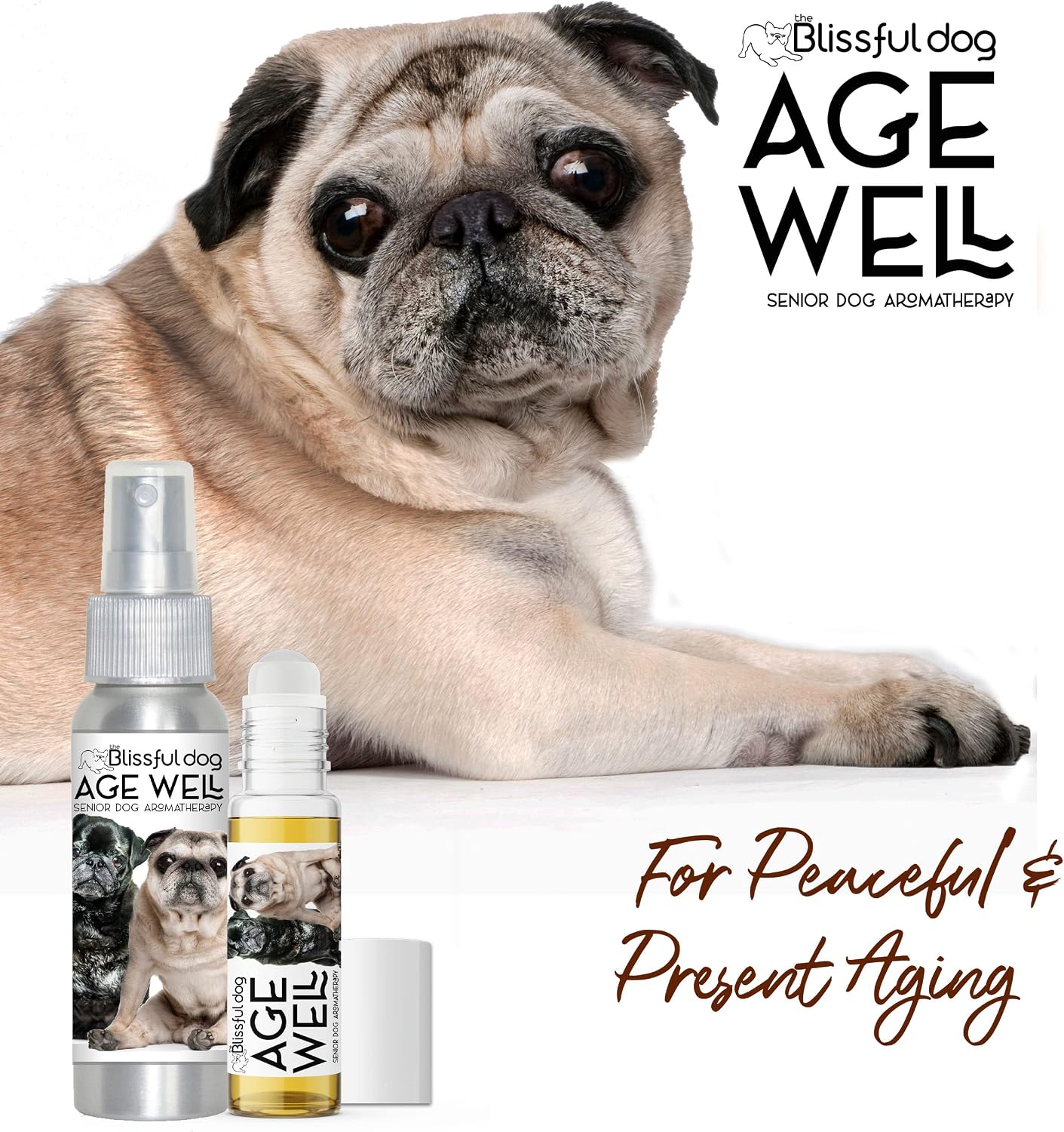 The Blissful Dog Pug Age Well Aromaterapia Roll-On para Perros Mayores