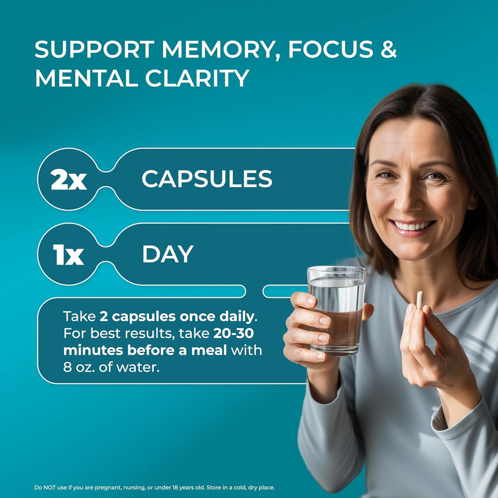 PUREHEALTH RESEARCH Ageless Brain - Suplemento para la Memoria y el Enfoque - 180 Cápsulas