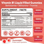Complejo de Vitamina B1 y Vitaminas B Metiladas - Gomitas con Benfotiamina, Tiamina, Inositol, L-metilfolato y Metil B12 - 120 Gomitas