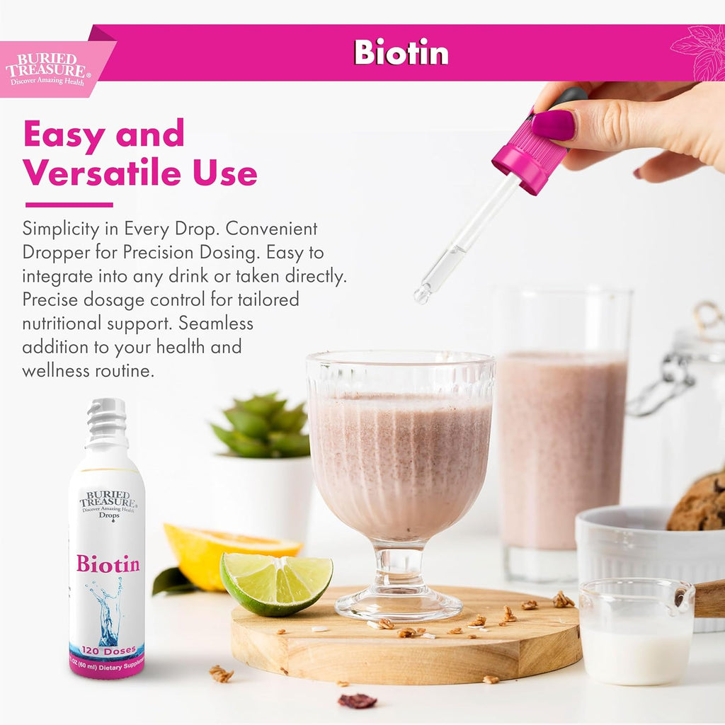 Buried Treasure Biotin Drops - 120 Servicios, 59 ml, Apoya el Cabello, Piel y Uñas