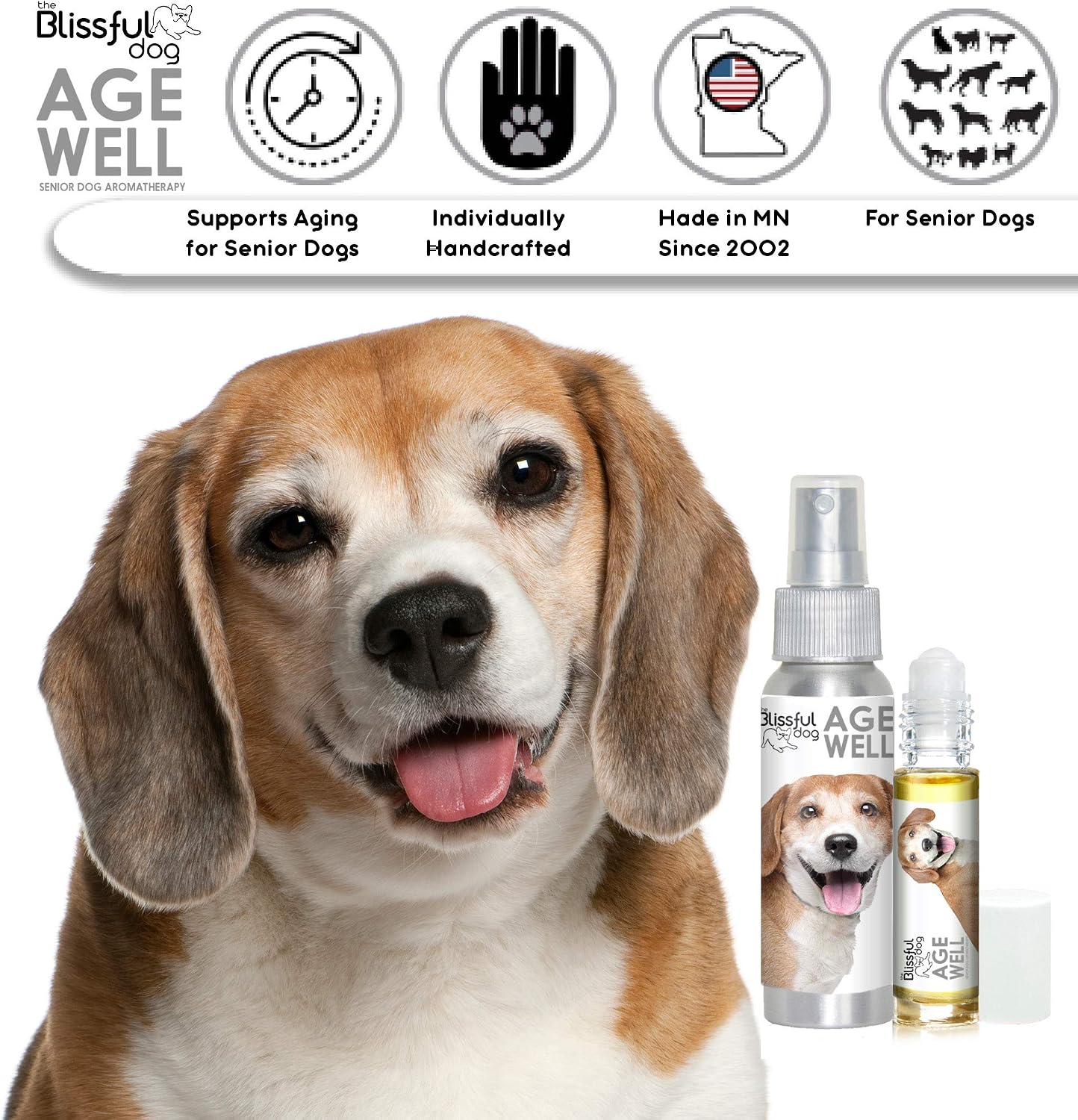 The Blissful Dog Beagle Edad Bien Spray de aromaterapia