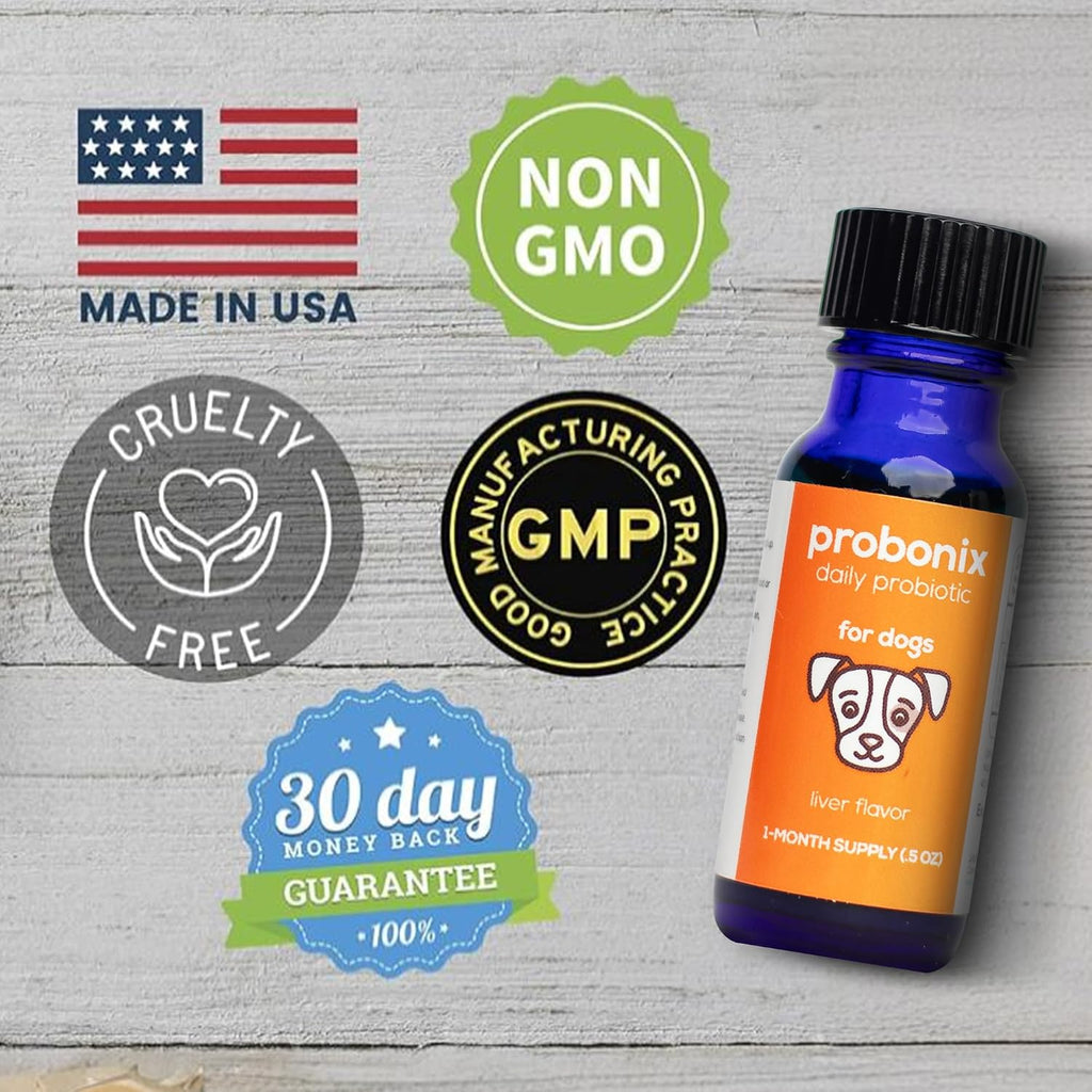 Humarian Probonix Probióticos Líquidos para Perros - 8 Cepas - Salud Digestiva, Dental e Inmunidad - 30 Días - Sabor Hígado