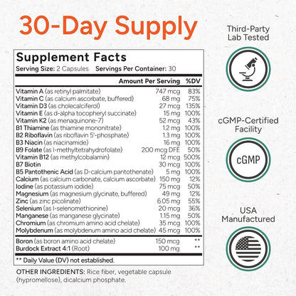 BLADDER SMART Multivitamínico Bajo en Ácido para Vejigas Sensibles - 12 Vitaminas y 9 Minerales - 60 Cápsulas – Image 5