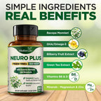 Neuro Plus Brain Supplement - Nootrópico para Memoria, Enfoque y Claridad - 60 Cápsulas