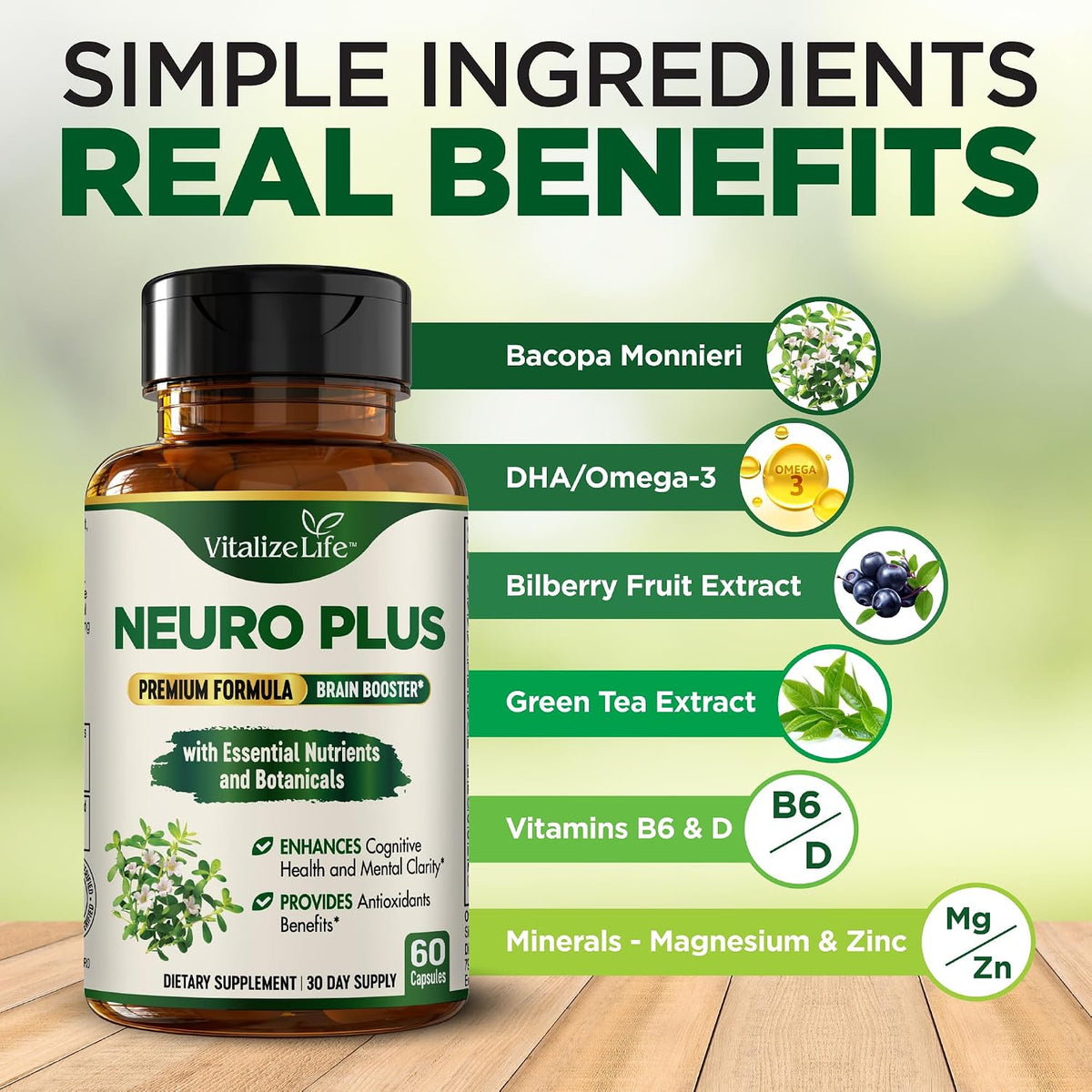 Neuro Plus Brain Supplement - Nootrópico – DHA (ácido docosahexaenoico): El DHA contribuye al mantenimiento de la – Image 2