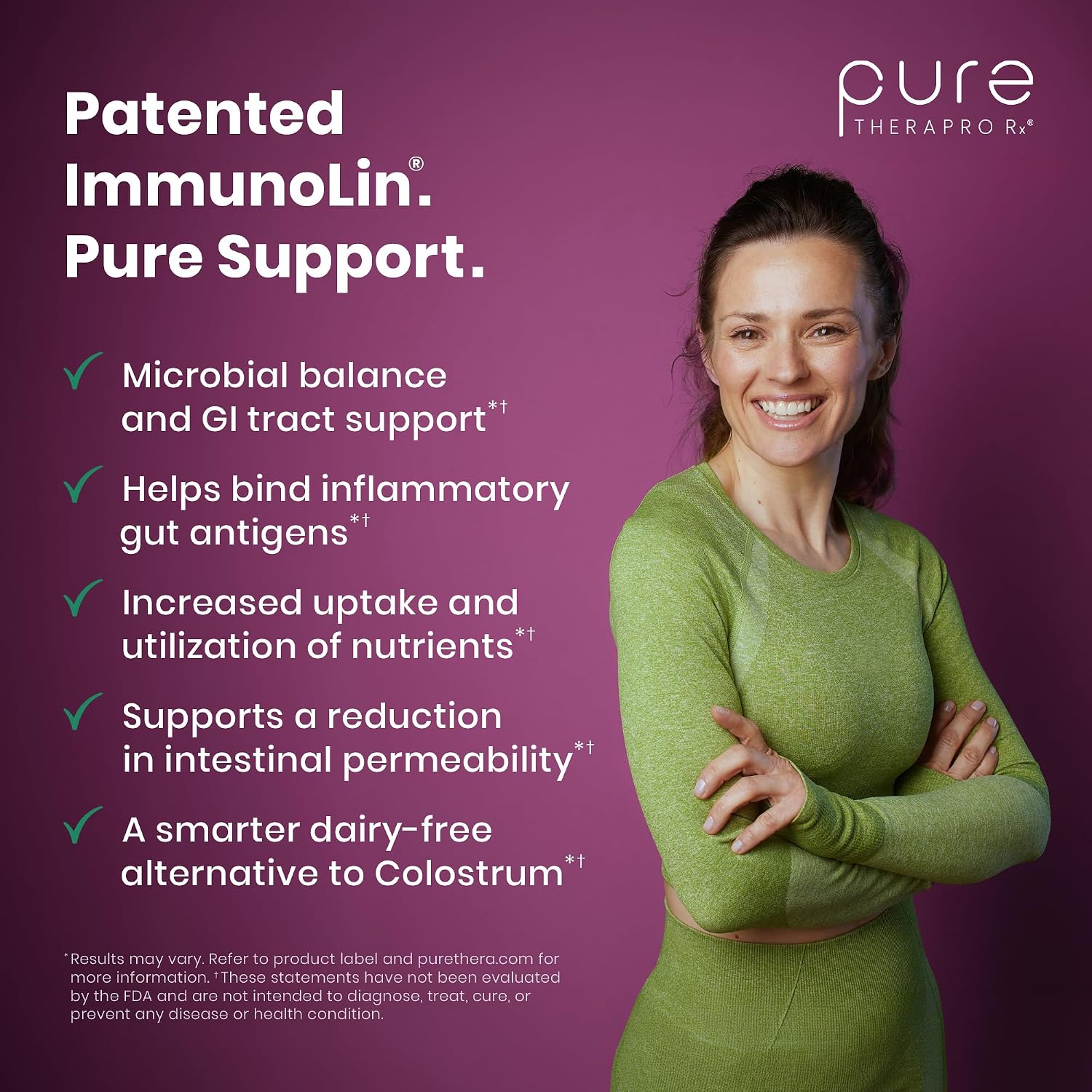 Pure Therapro Rx Elite IgG Immunoglobulin Supplement, 120 Cápsulas - Salud Intestinal y Apoyo Inmunitario, 1100 mg IgG, IgA e IgM, Lecitina de Girasol | Alternativa al Calostro, Sin Lácteos y Sin Gluten