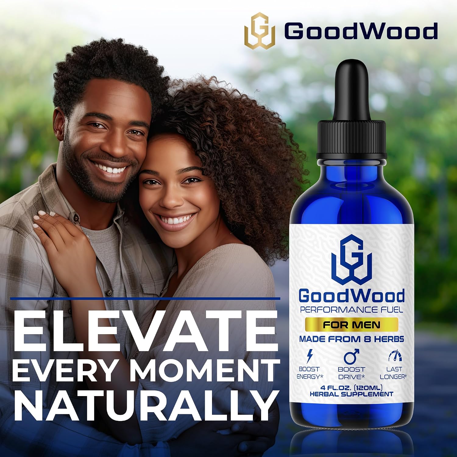 GoodWood Gotas Líquidas para Hombre - Fórmula Herbal Orgánica