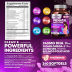 Built by Nature Vitaminas Prenatales para Mujeres, 240 Cápsulas Blandas