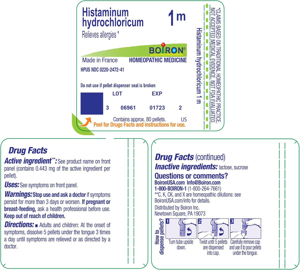 Boiron Histaminum Hydrochloricum 1M Homeopathic Allergy Medicine - 80 Pellets