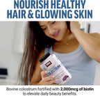 Force Factor Awesome Colostrum - Complemento de Colostro Bovino con Biotina, 60 Gomitas Sabor Bayas y Crema