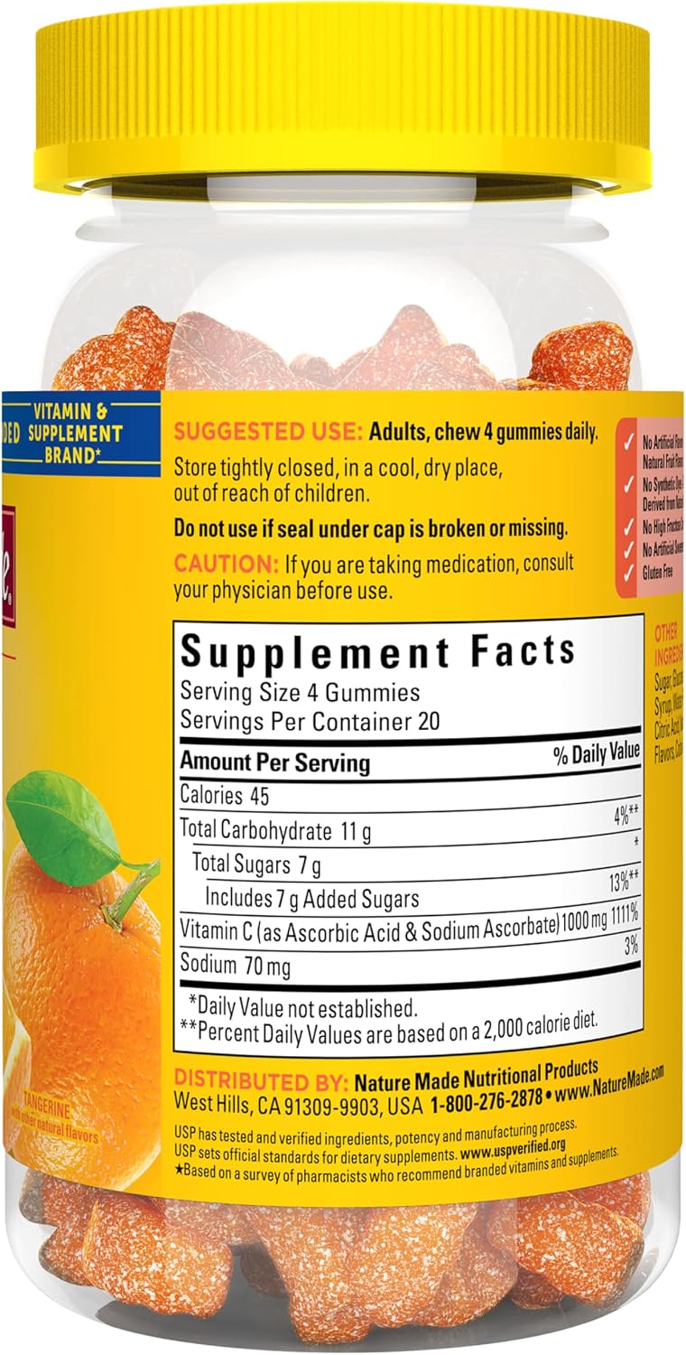 Nature Made Vitamina C 1000 mg Gominolas para el Sistema Inmunológico, 80 unidades