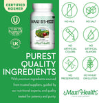 Maxi Health Vitamina D3 2000 UI - 180 Comprimidos Kosher
