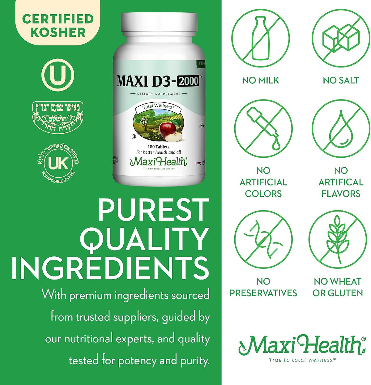 Maxi Health Vitamina D3 2000 UI - 180 – Dosis: 2000 UI es una dosis intermedia que cubre las necesidades de la – Image 6