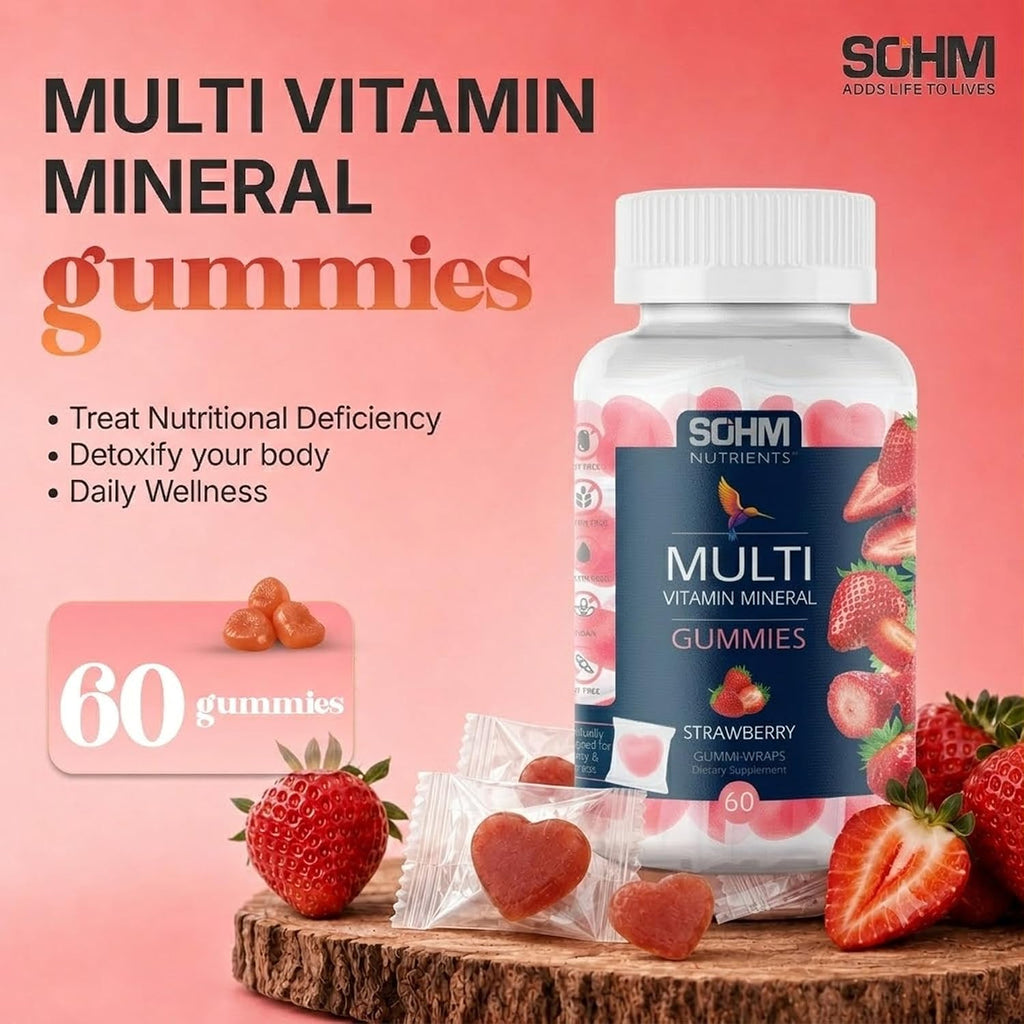 SOHM Multivitamin Gummies para Hombres y Mujeres, 60 unidades – Gomitas diarias con Vitaminas A, C, D3, E y Ácido Fólico