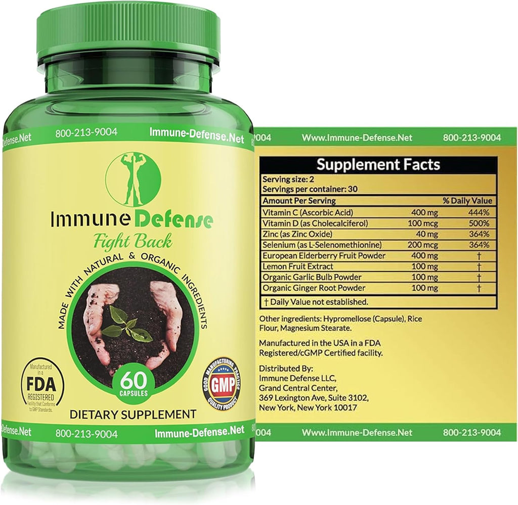 Immune Defense - Complemento Inmunitario con Vitamina C, D, Zinc y Selenio - 60 Cápsulas