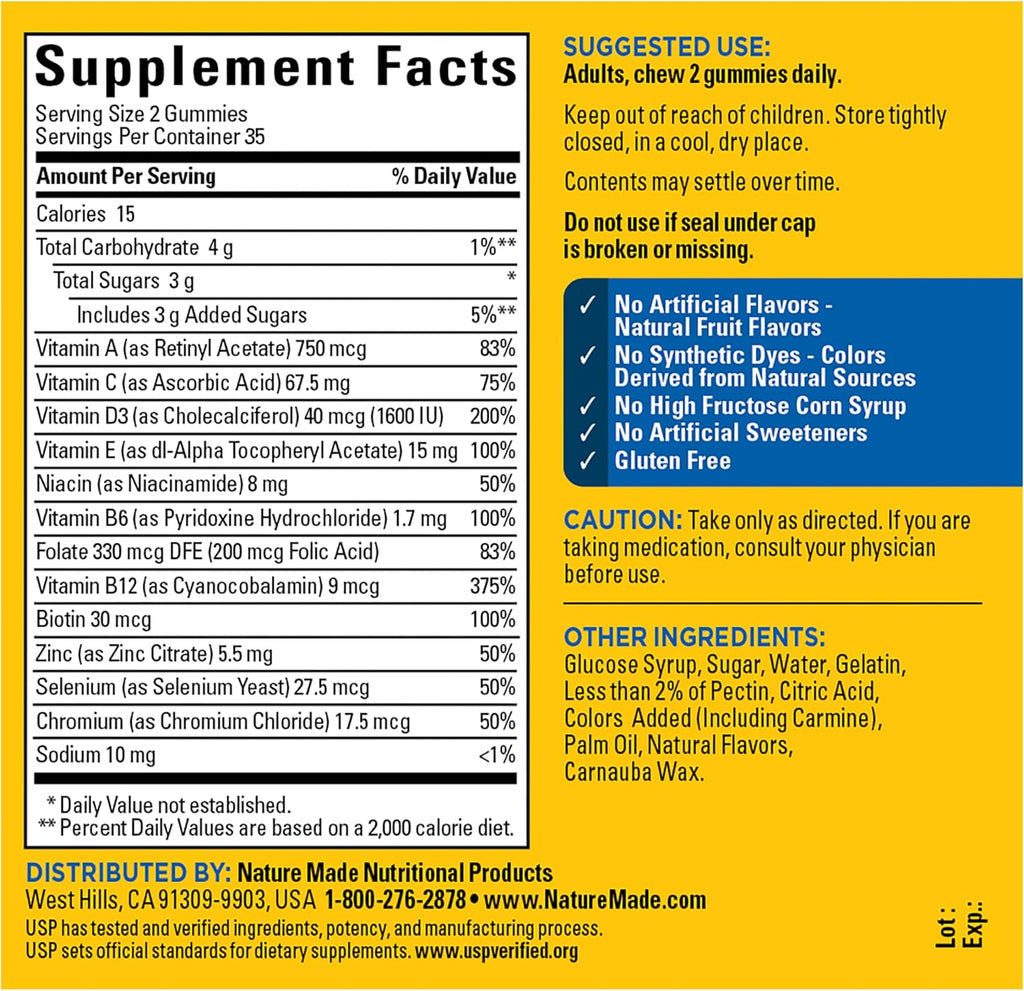 Nature Made Multi for Him - Multivitaminas en gominolas para hombres, 70 unidades