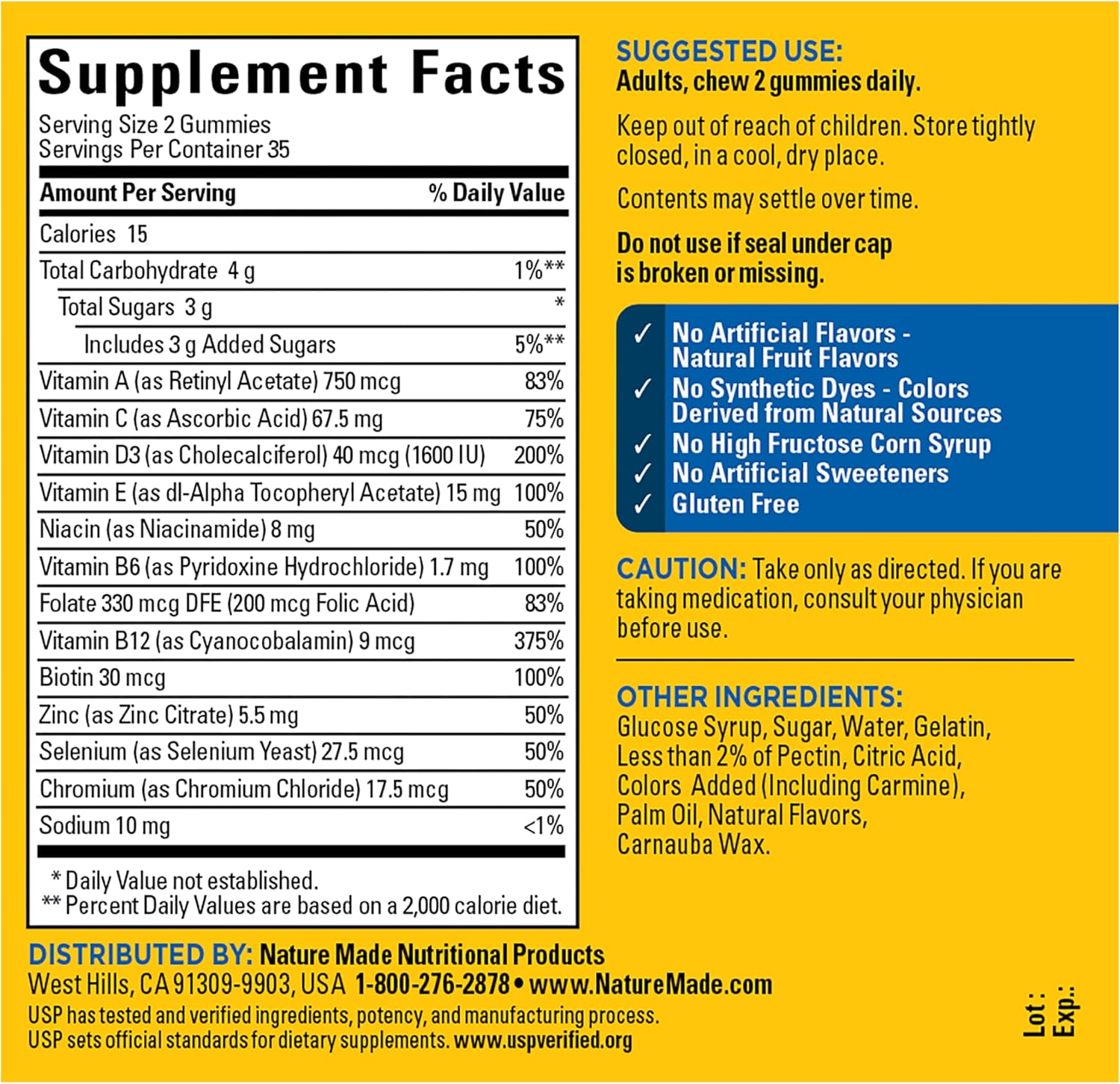 Nature Made Multi for Him - Multivitaminas en gominolas para hombres, 70 unidades