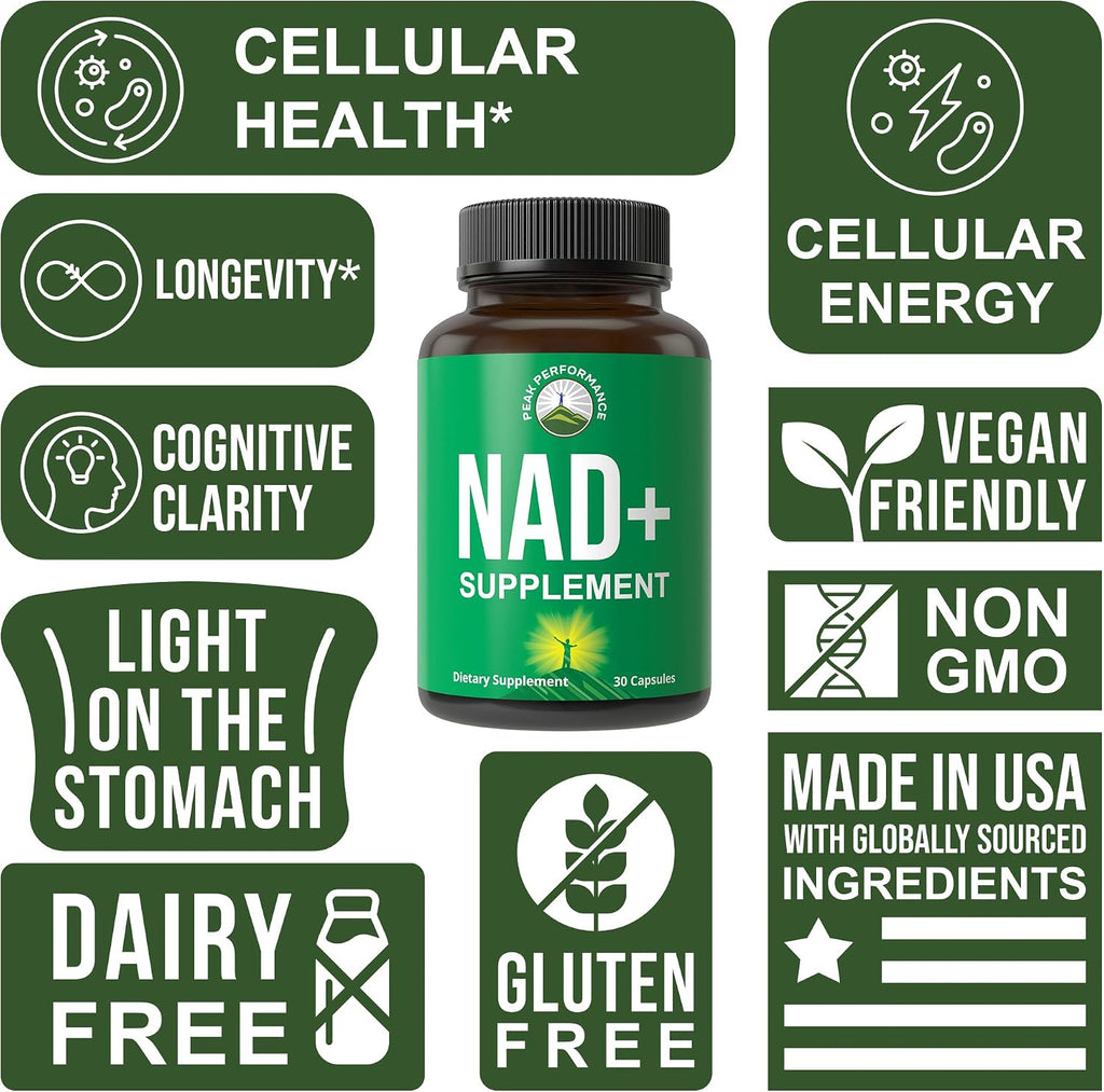 Peak Performance Suplemento de NAD de Alta Pureza en Cápsulas para Mujeres y Hombres