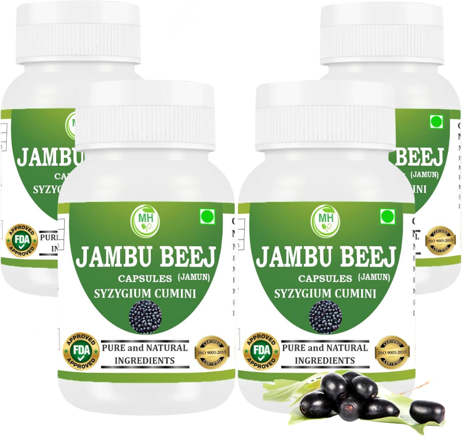Morsan's Jambu Beej Cápsulas, Pack de 2 x 60 x 500 mg. Cápsulas Vegetales, Puras y Naturales