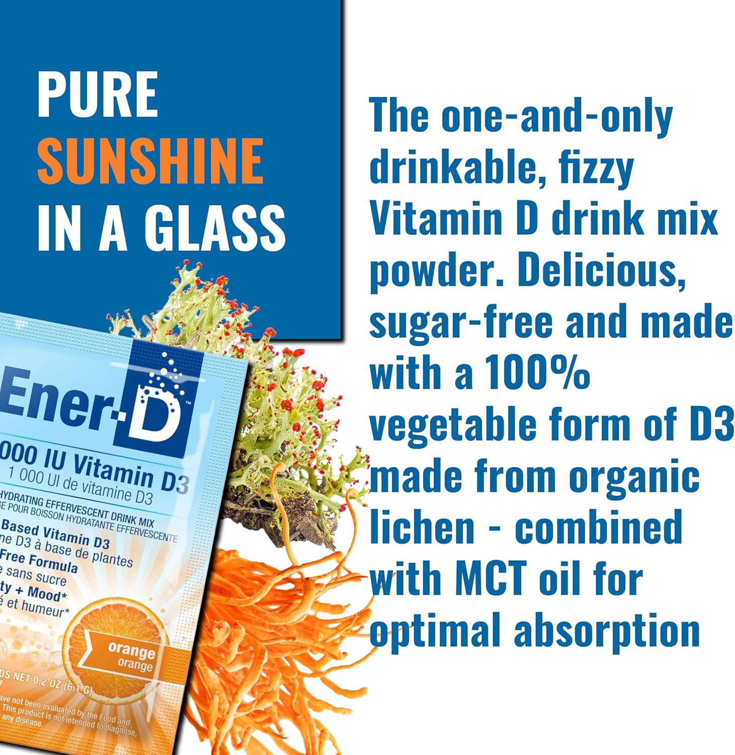 Ener-D Sugar Free Multivitamin Drink Mix - Sabor Naranja, 24 Sobres