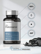 Horbäach Policosanol 40 mg (200 Cápsulas) - Complemento Alimenticio no Transgénico y sin Gluten