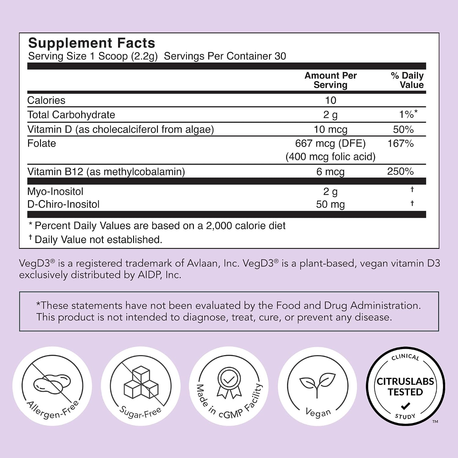 Rael Inositol en Polvo para el Equilibrio Hormonal Femenino - 40:1 con Ácido Fólico y Vitamina D (30 Dosis)