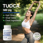 Puregen Labs TUDCA (Ácido Tauroursodesoxicólico) 500mg por dosis - Sales biliares para el hígado - Sin aditivos nocivos - No transgénico - Sin gluten - 60 cápsulas vegetarianas