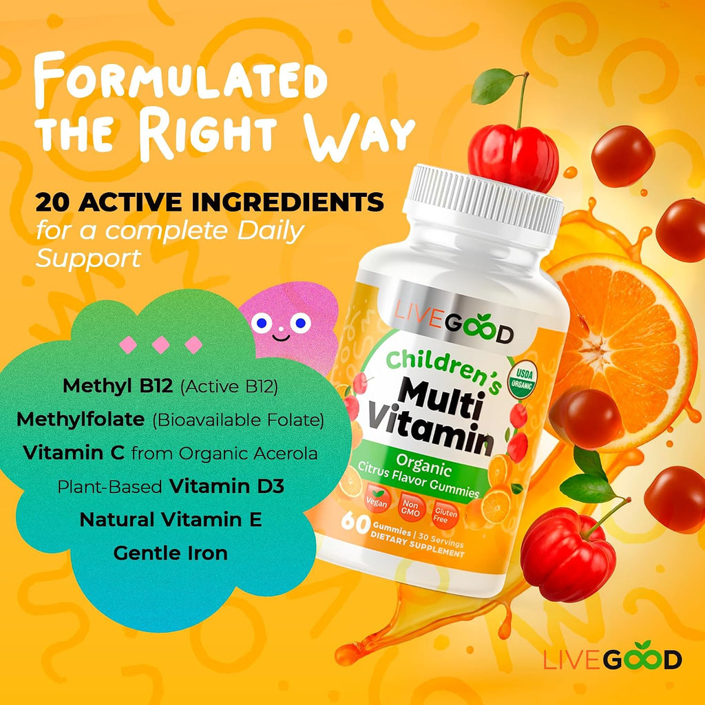 LIVEGOOD Gominolas Multivitamínicas Orgánicas para Niños – 60 unidades