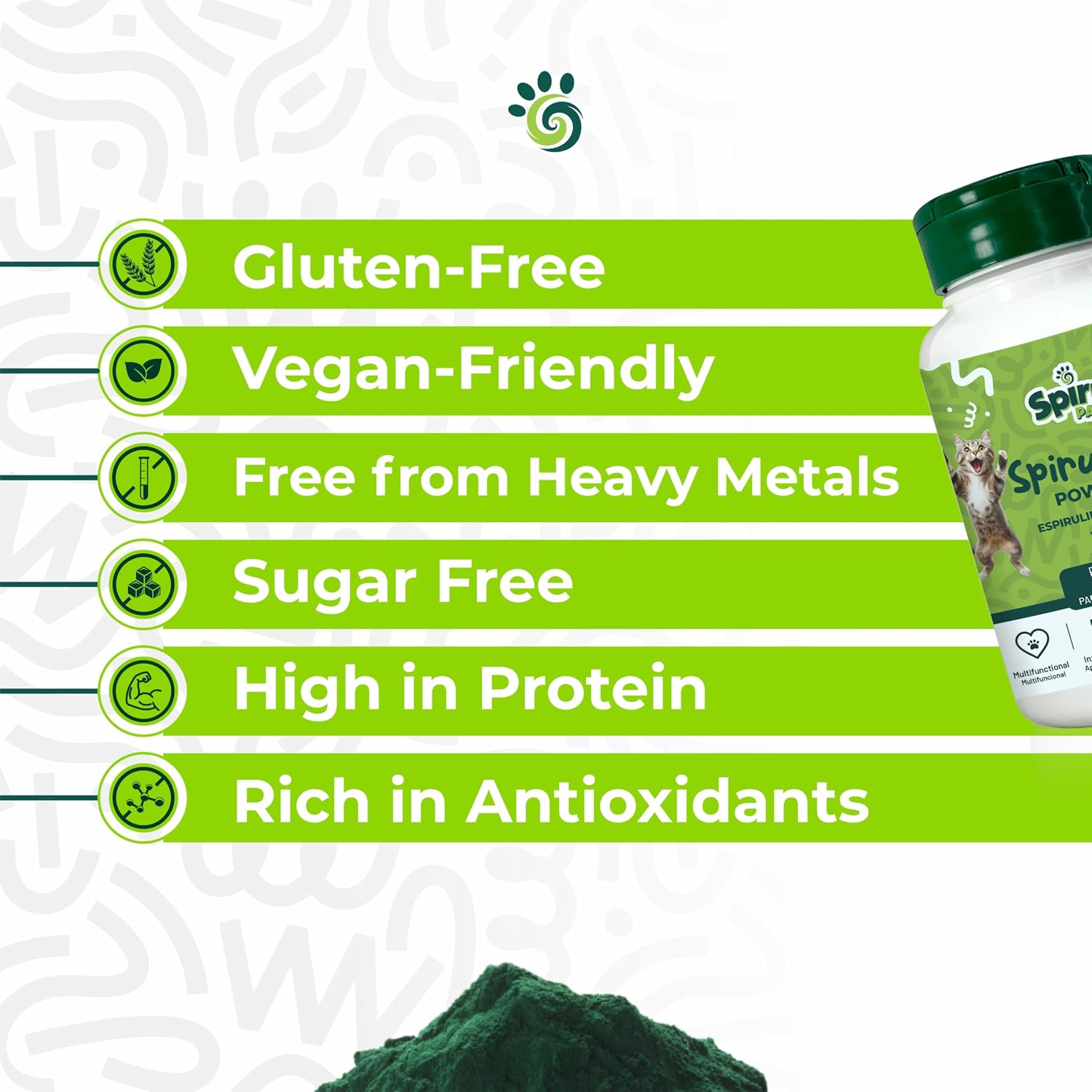 Spirulina en Polvo para Perros y Gatos, Complemento Alimenticio a Base de Microalgas, 85 g