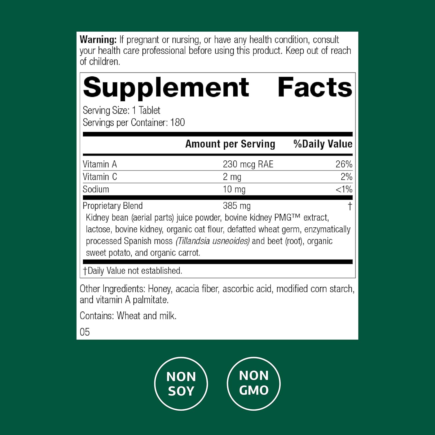 Standard Process Renafood - 180 Comprimidos - Complemento Renal a Base de Alimentos Integrales con Vitamina A