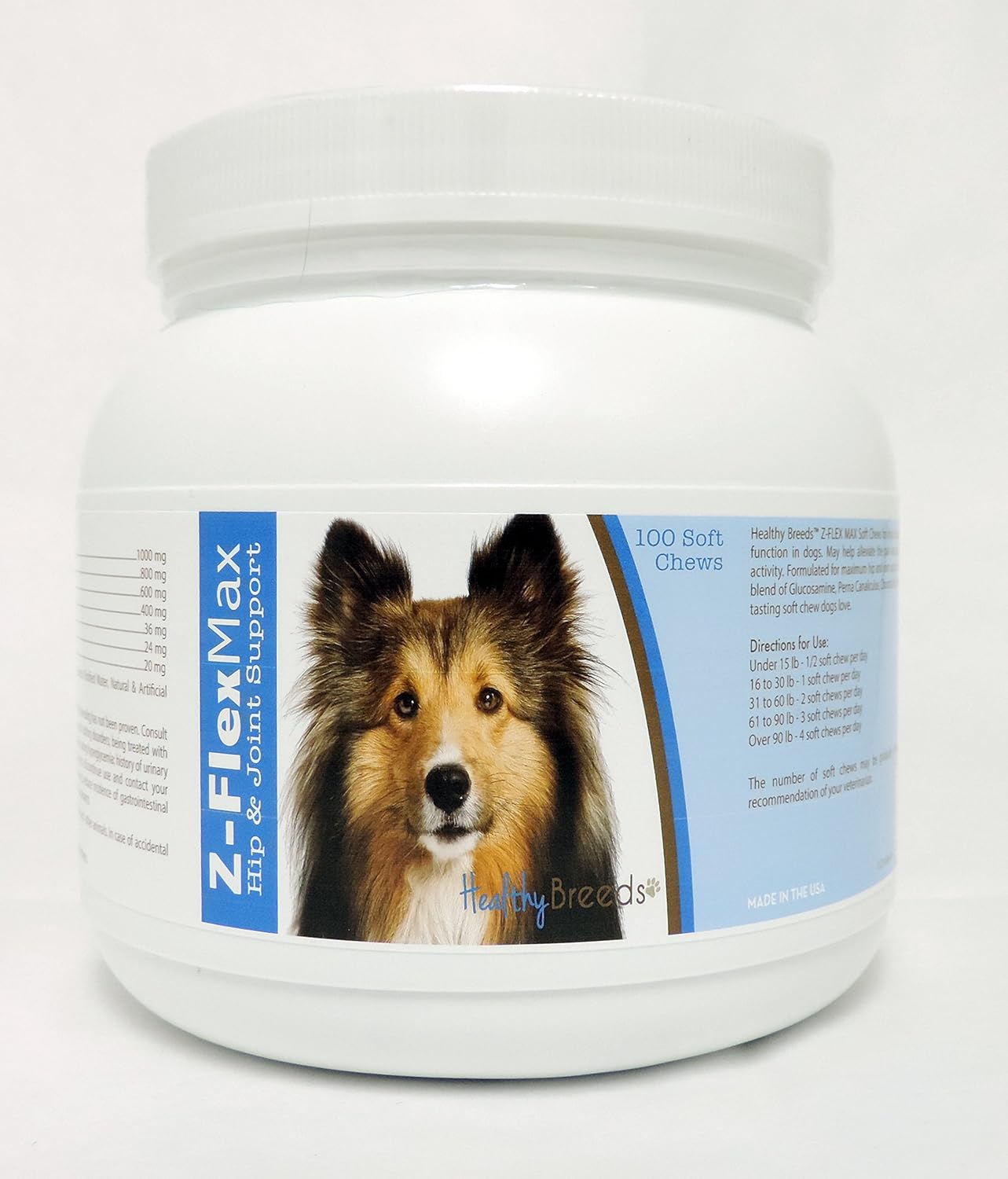 Healthy Breeds Shetland Sheepdog Z-Flex Max Snacks Blandos para Cadera y Articulaciones 100 unidades