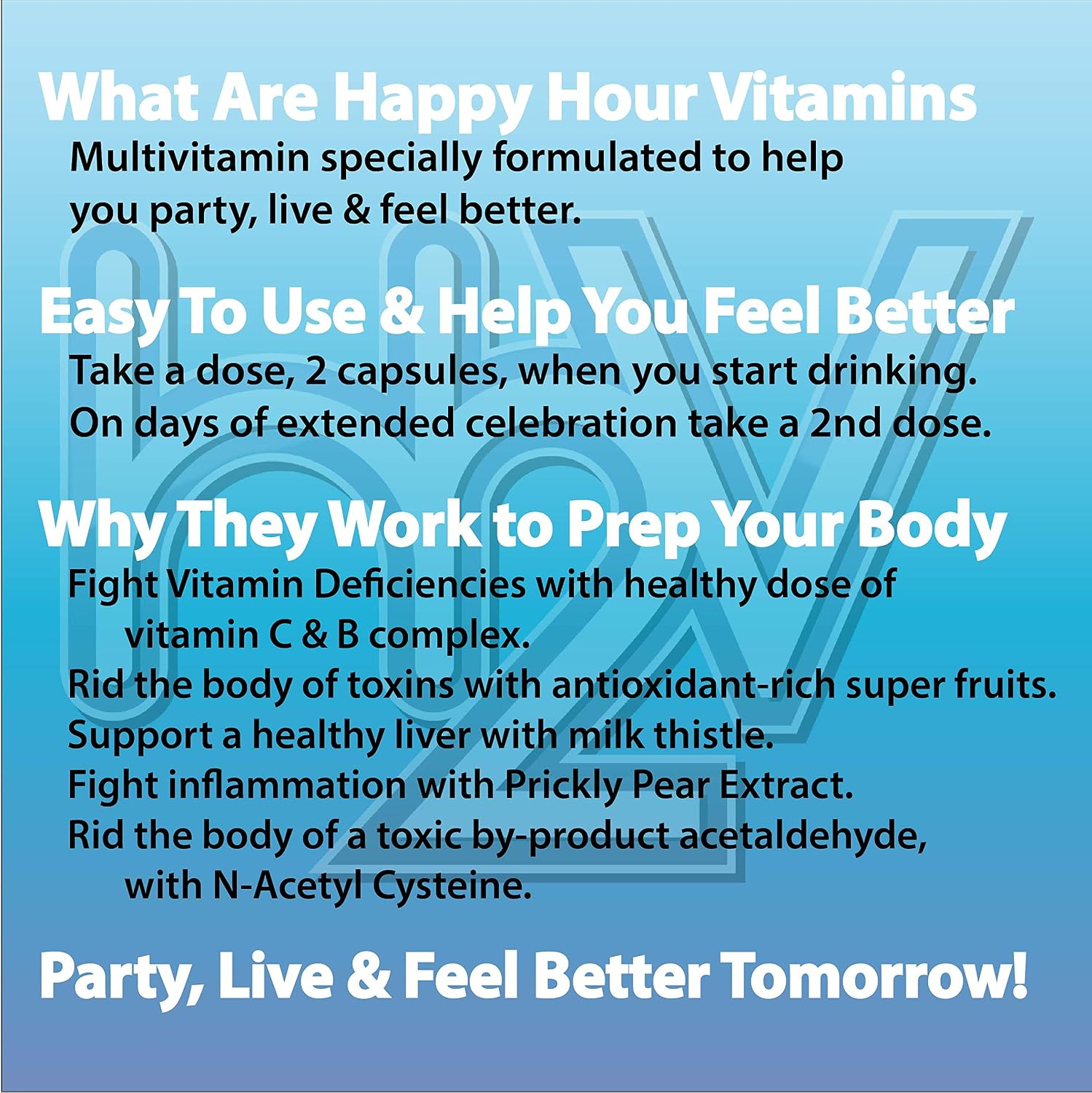 Happy Hour Vitamins - Multivitamínico para Después de Beber con Cardo Mariano y Cactus - 10 Cápsulas