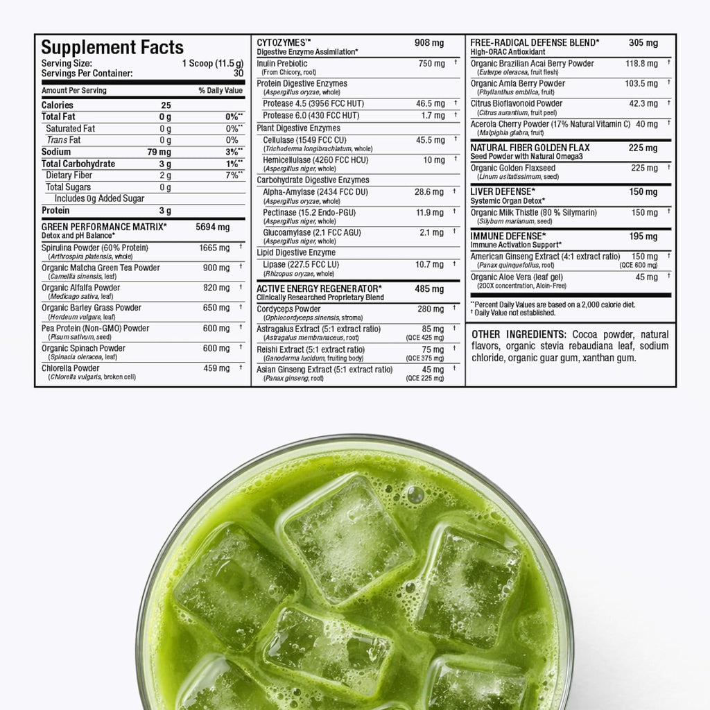 ALLMAX CytoGreens Super Greens en Polvo, Acai Berry Green Tea, 30 porciones