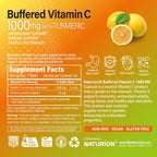 NATURION Vitamina C Tamponada 1000 mg con Cúrcuma Orgánica - 120 Cápsulas Veganas (120 Días de Suministro)