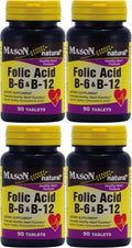 Mason Natural Folic Acid, Vitamin B6 and B12 - 90 Tablets (4-Pack)