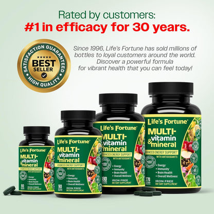 Life's Fortune Multivitamínico Completo con – Superalimentos: Espirulina, hierba de trigo, té verde, ginseng – Image 9
