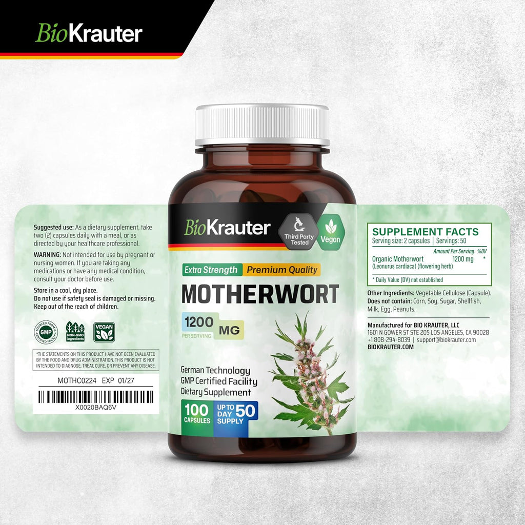 BIO KRAUTER® Agripalma para Menopausia - Cápsulas Veganas 1200 mg por Dosis - 100 Cápsulas (50 Días)
