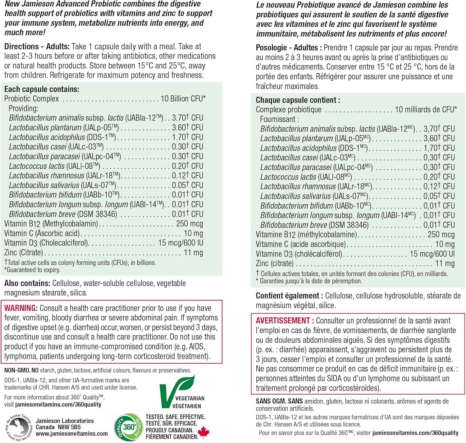 Probiótico Avanzado con Vitaminas B12, C, D y Zinc