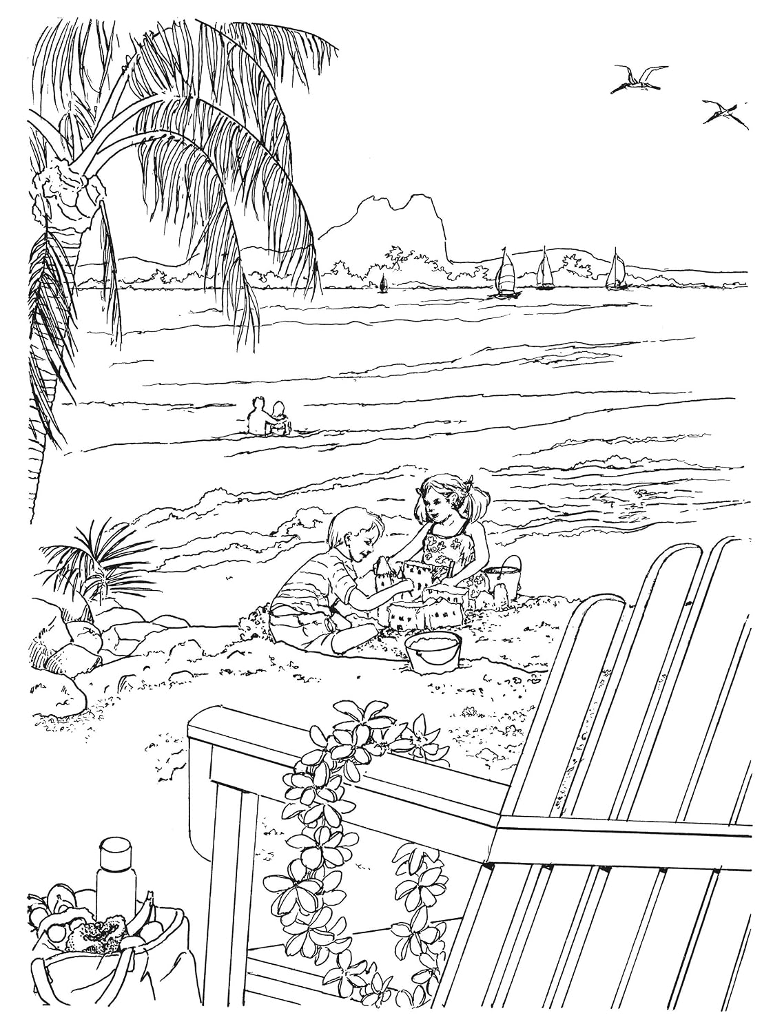 Libro para colorear Escenas costeras de Creative Haven: relájate y desconecta con 31 ilustraciones antiestrés (Libros para colorear para adultos: Vida marina)
