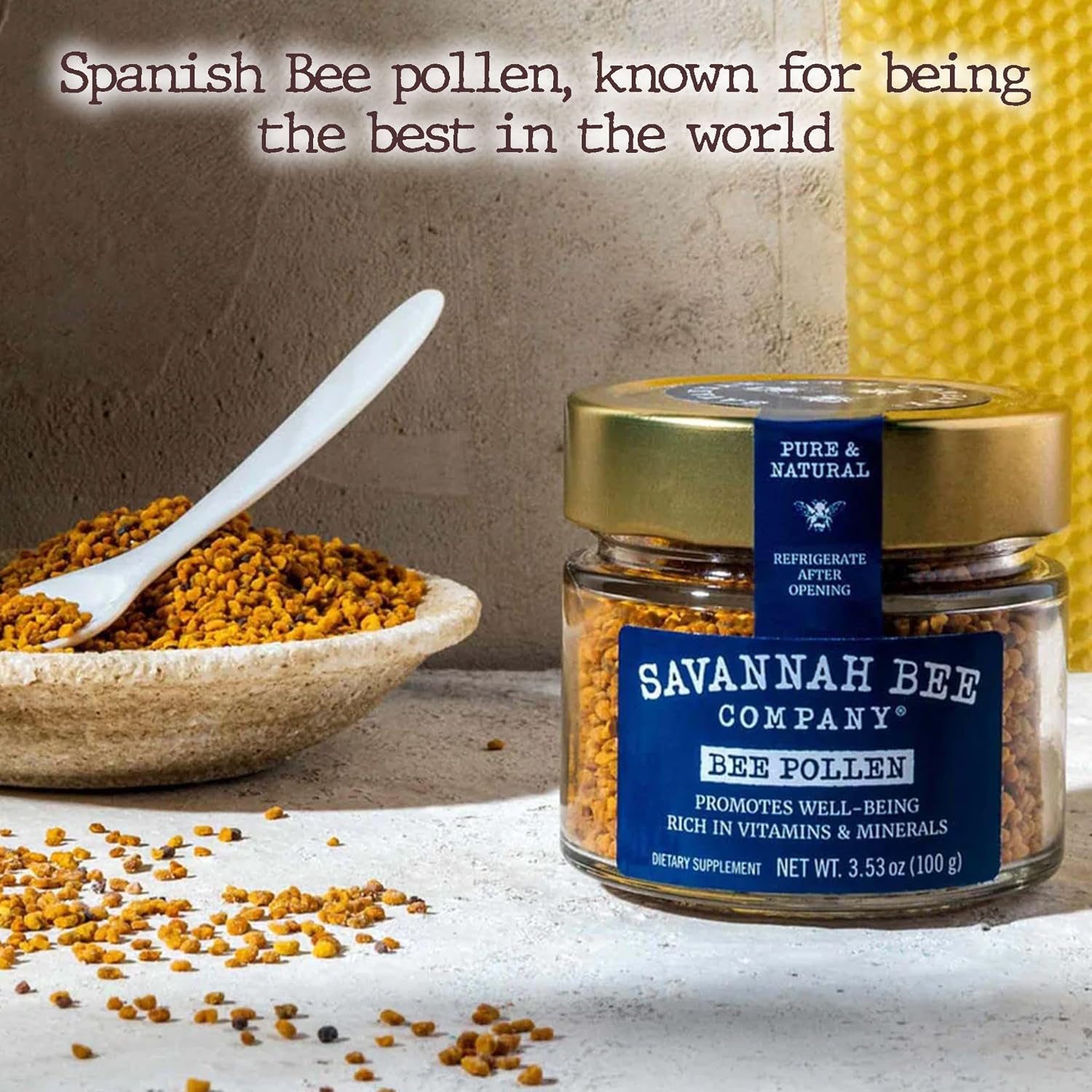 Suplemento de Polen de Abeja de Savannah Bee - Apoyo al Sistema Inmunitario - Rico en Vitaminas y Minerales - 100% Natural y Crudo
