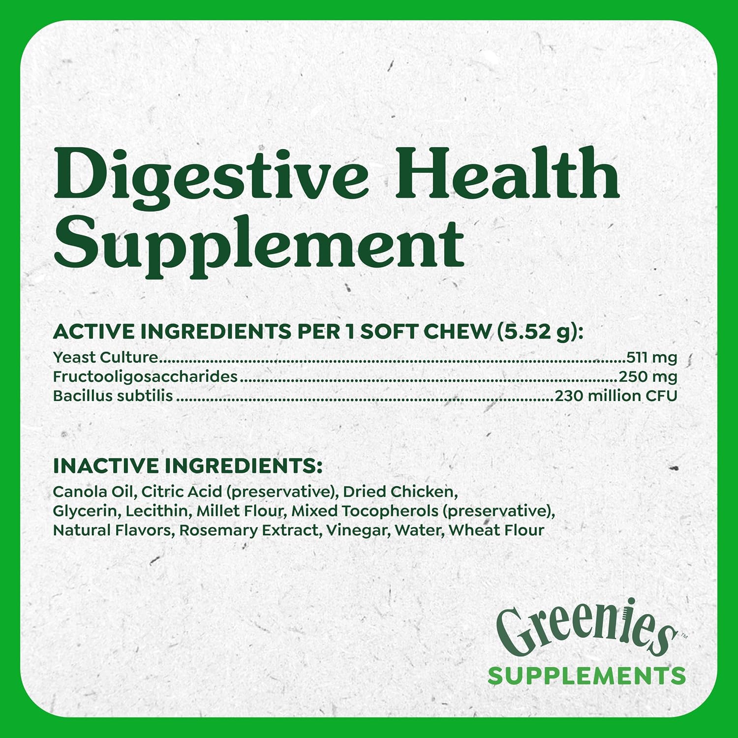 Greenies Suplementos Salud Digestiva con Probióticos para Perros - Masticables Suaves Sabor a Pollo, 40 unidades