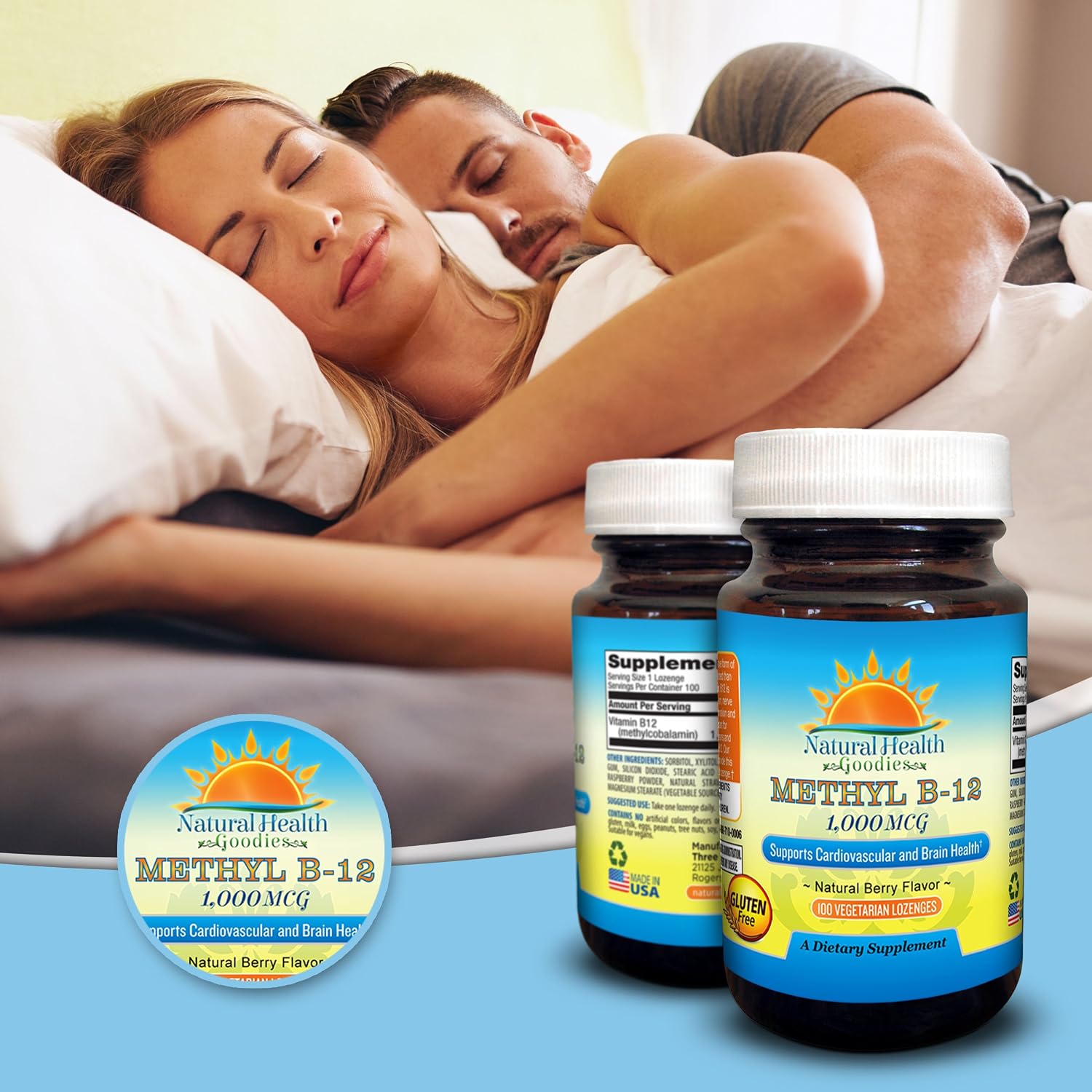 Methyl B12 1000 mcg Metilcobalamina Bioactiva | Suplemento Sublingual Vegano de Vitamina B-12 - 100 Comprimidos con Sabor a Bayas