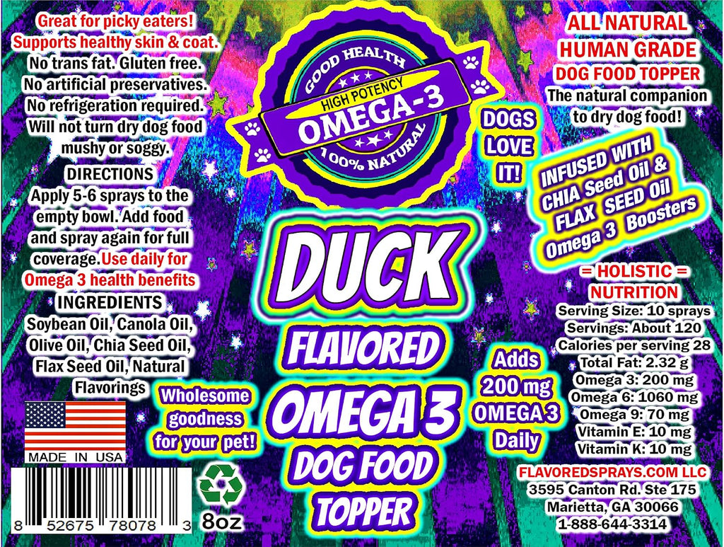 Duck Flavored Omega 3 Dog Food Topper with Human Grade Oils