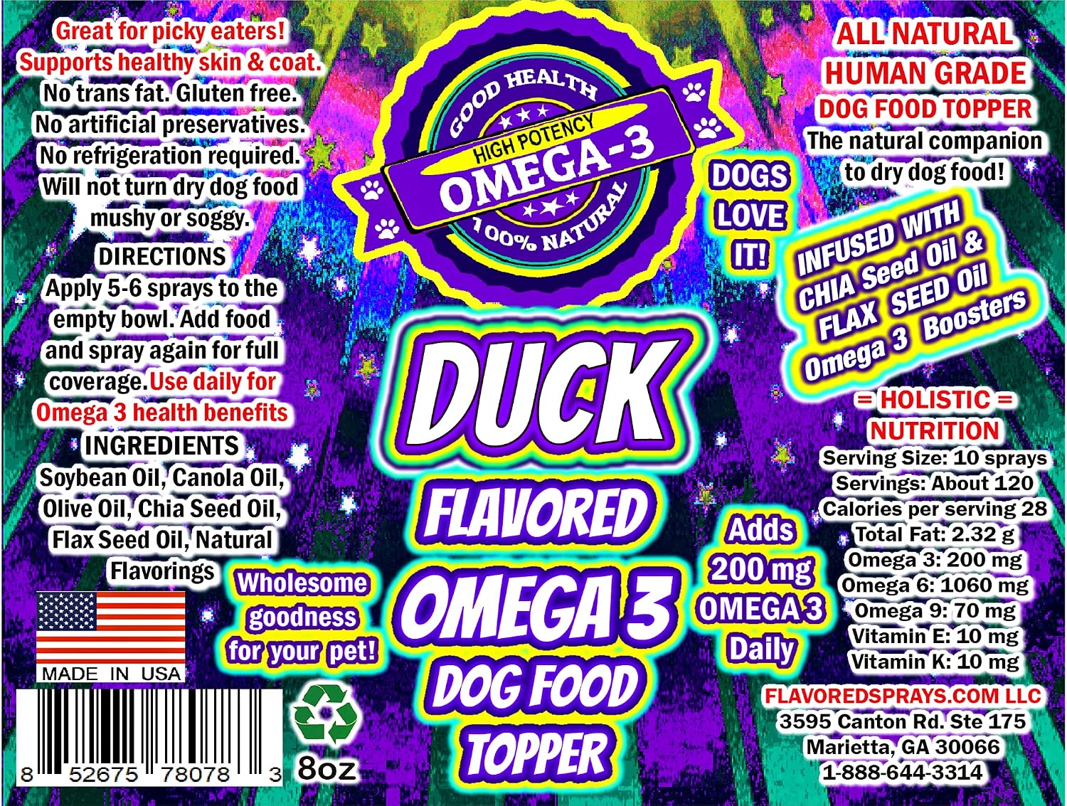 Duck Flavored Omega 3 Dog Food Topper with Human Grade Oils