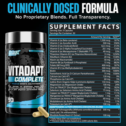 Nutrex Research Vitadapt Complete Sports Multivitamin for Men, 90 Cápsulas – Image 4