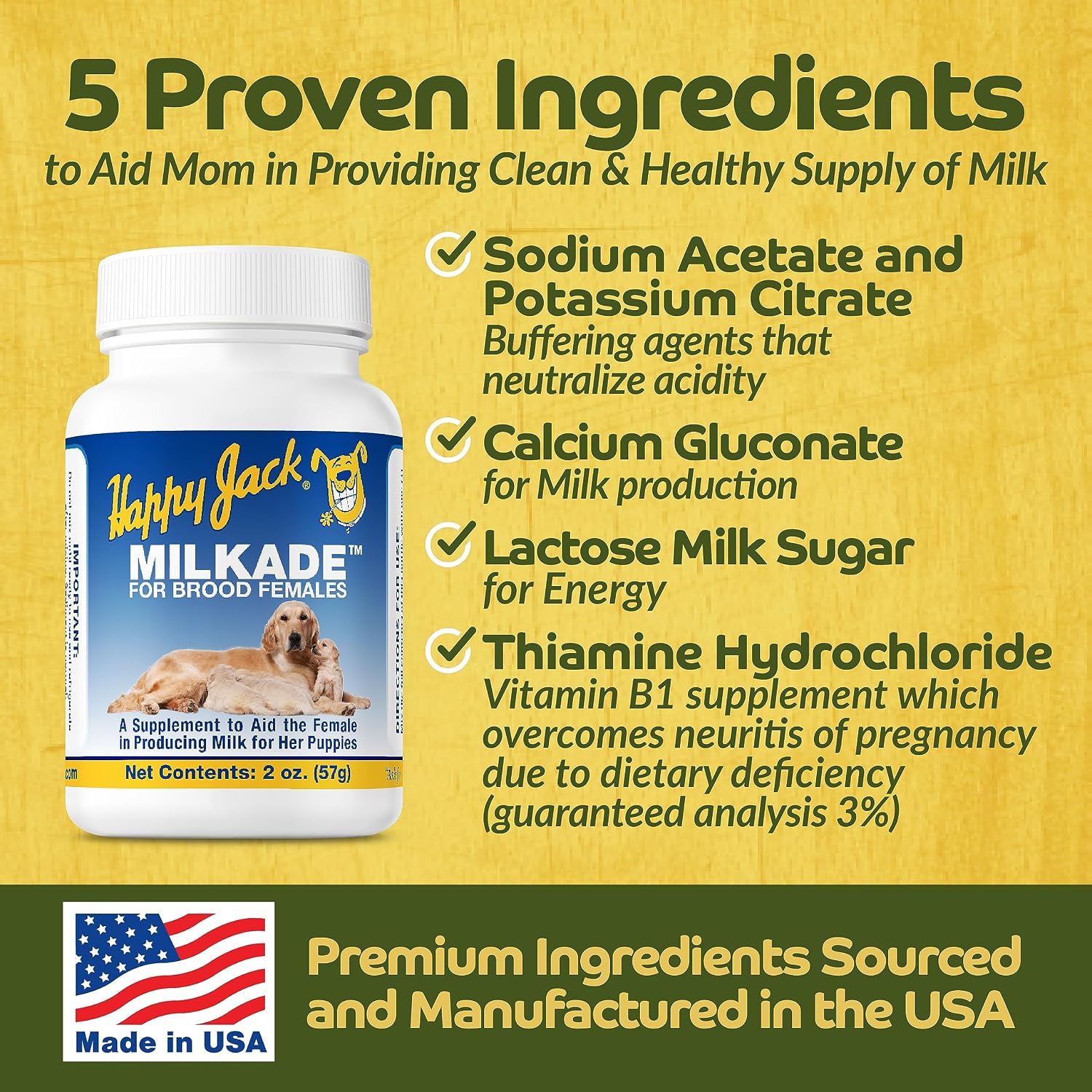 HAPPY JACK Milkade - Suplemento para perras lactantes, 56 g