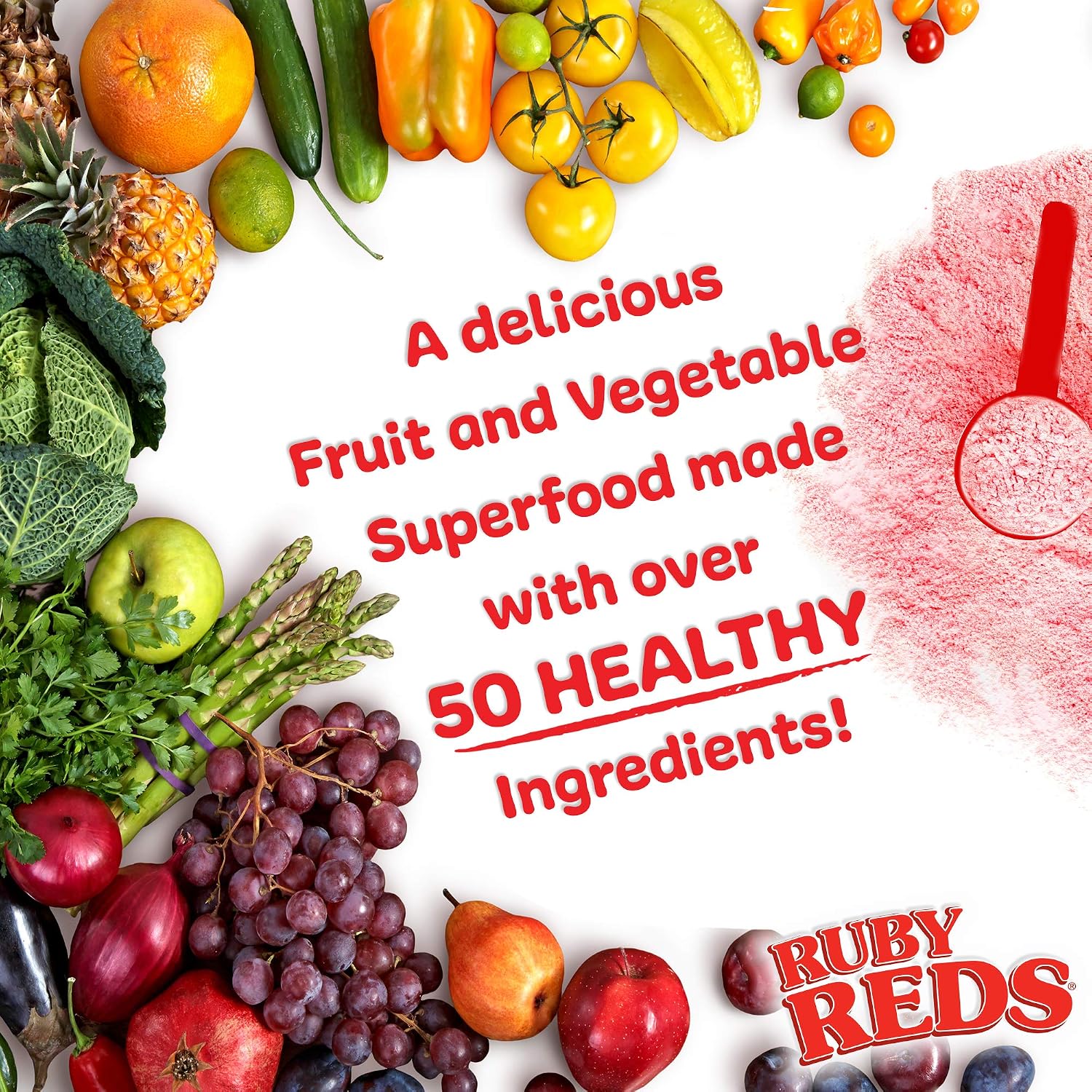 New Vitality Ruby Reds: Suplemento en polvo de frutas y verduras rojas, 311 g (30 raciones)