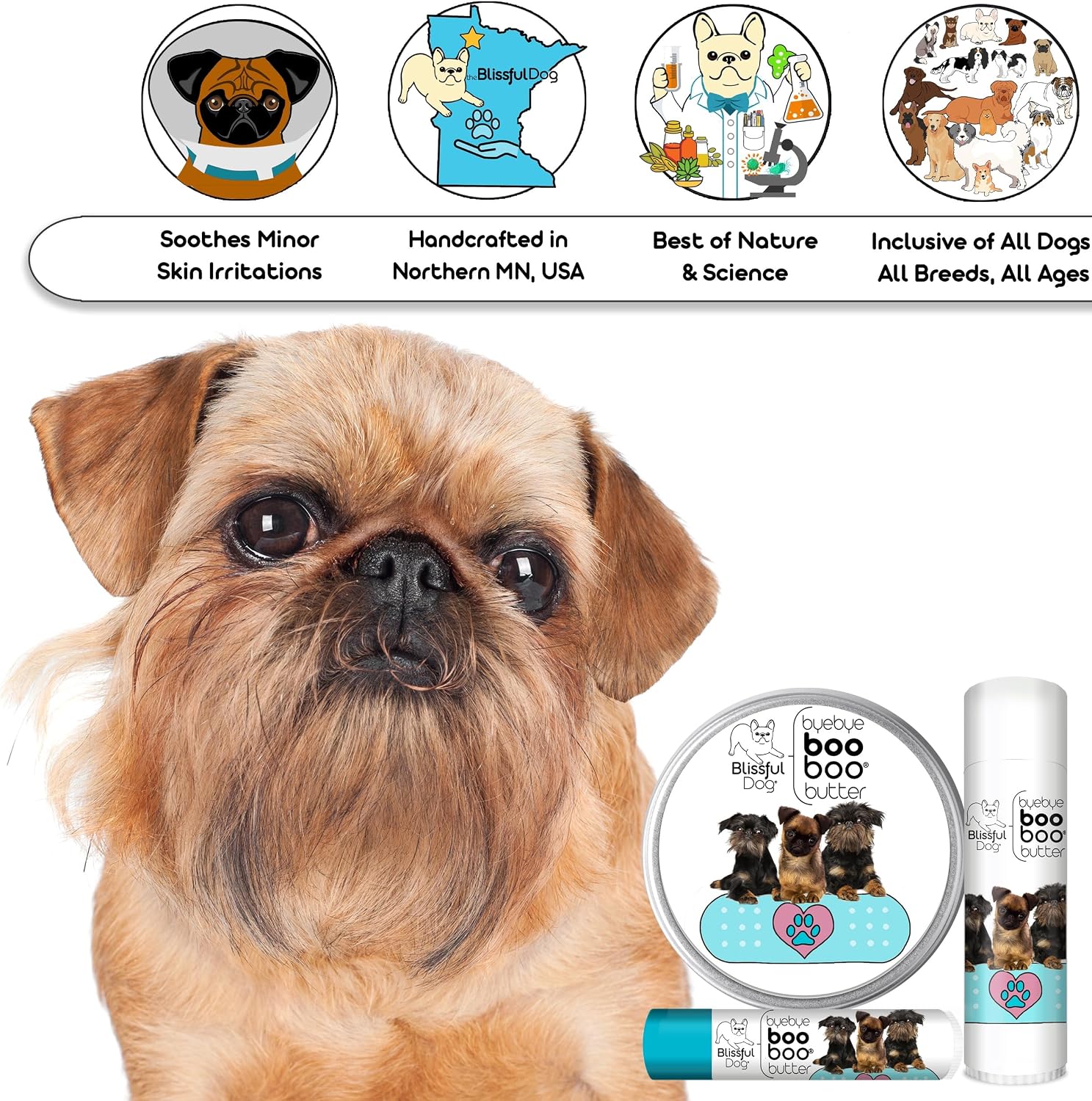 The Blissful Dog Brussels Griffon Boo Boo Butter, 8-Ounce