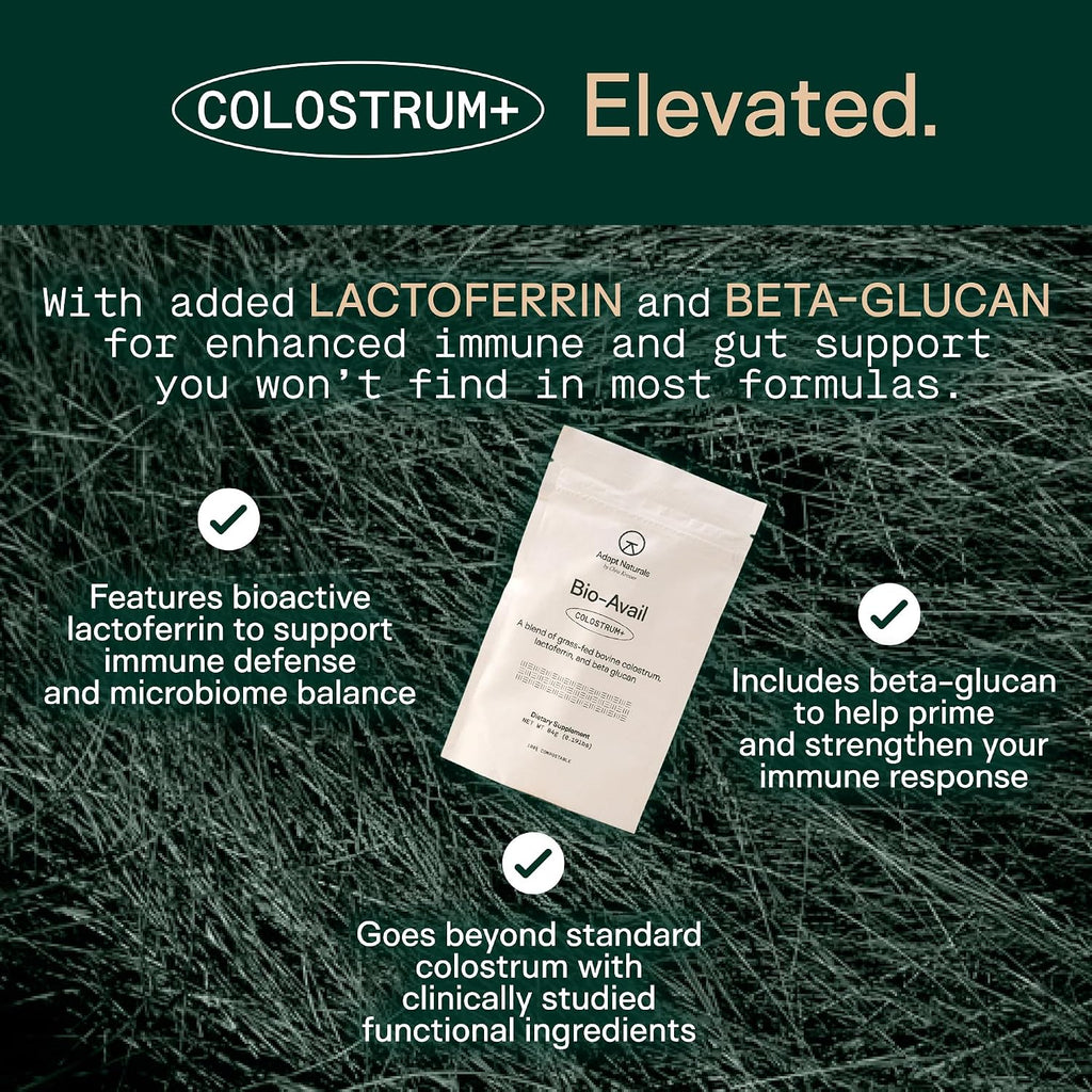 Adapt Naturals Bio-Avail Calostro Bovino con Lactoferrina y Beta-Glucano - 2500mg, 30 Días